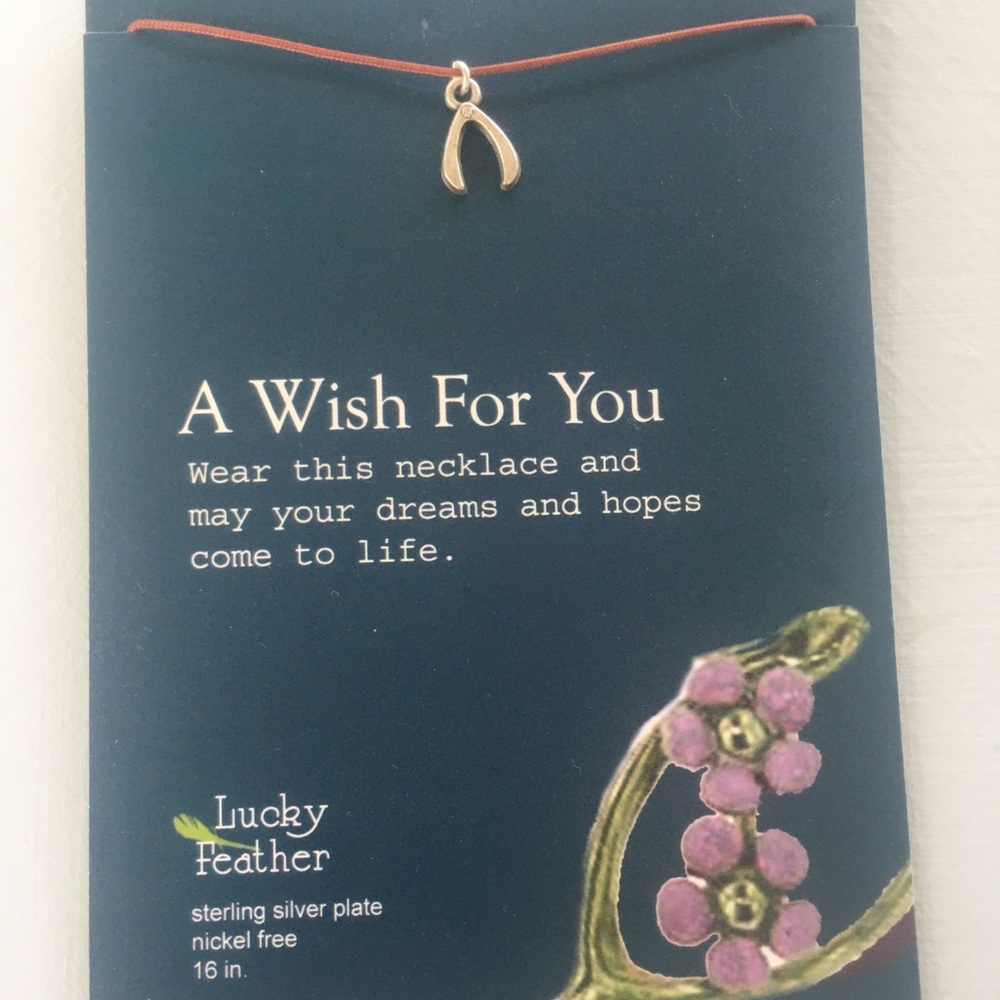 Lucky Feather wishbone necklace